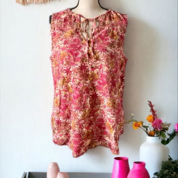 JOIE FLORAL LINEN HI LOW SLEEVELESS TOP SIZE LARGE - Picture 9 of 9